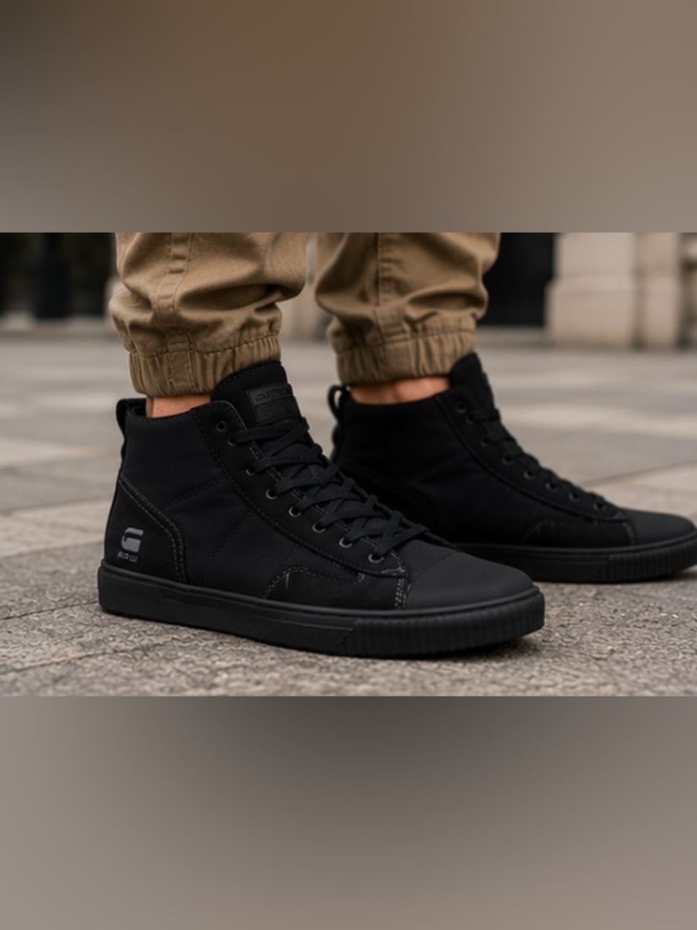 ✨ G-Star RAW Black High Top Sneakers Men US 11 Streetwear Casual Shoes Sz 44